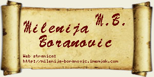 Milenija Boranović vizit kartica